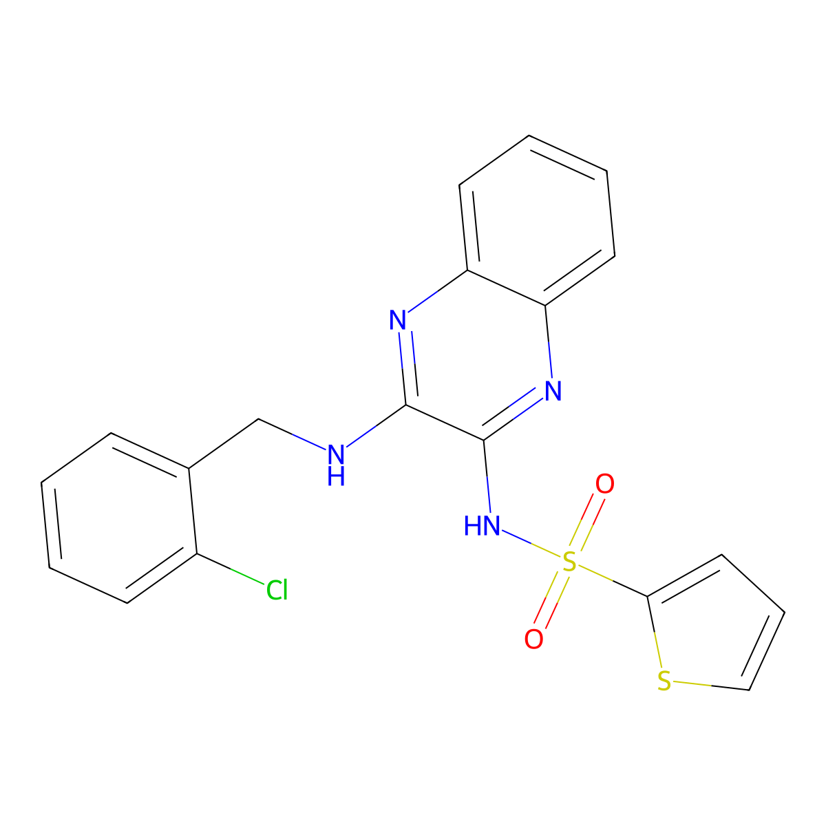 N-(3-((2-chlorobenzyl)amino)quinoxalin-2-yl)thiophene-2-sulfonamide molecular structure, CAS 714945-34-3