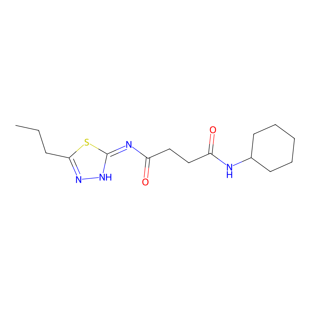 N-cyclohexyl-N'-(5-propyl-1,3,4-thiadiazol-2-yl)butanediamide molecular structure, CAS 714945-54-7