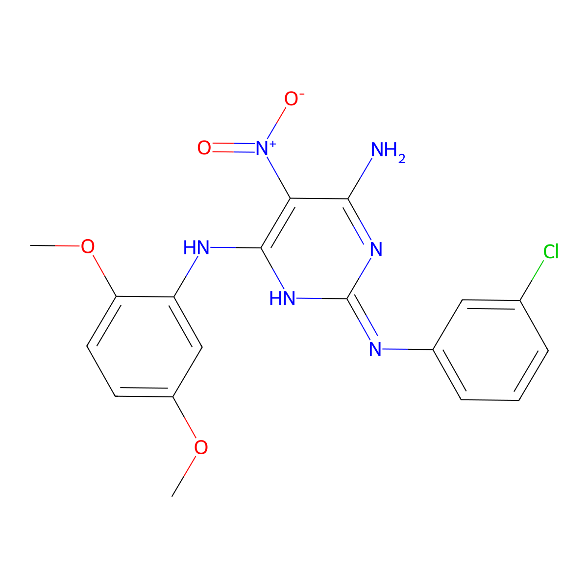 2-N-(3-chlorophenyl)-4-N-(2,5-dimethoxyphenyl)-5-nitropyrimidine-2,4,6-triamine molecular structure, CAS 714945-57-0