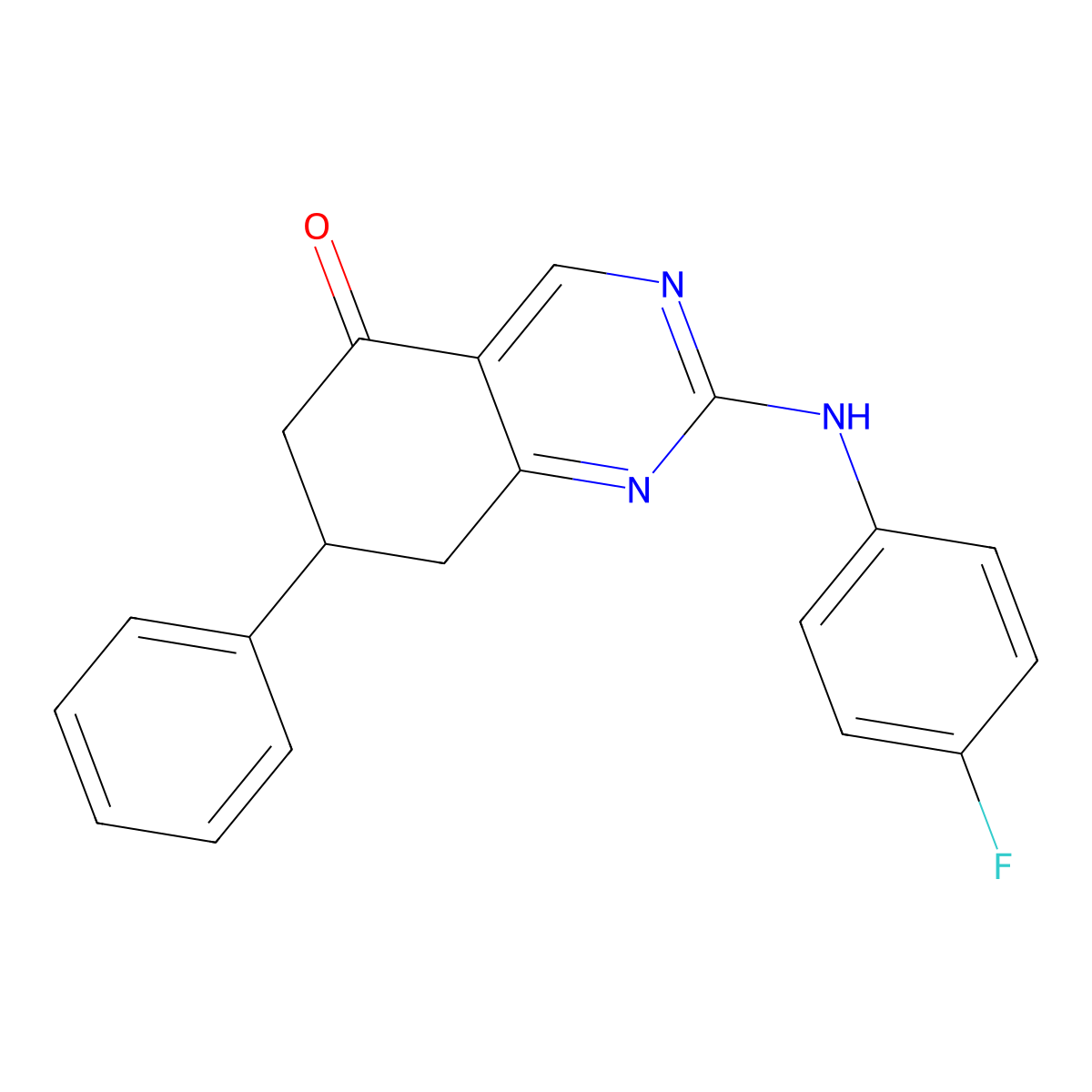 2-[(4-fluorophenyl)amino]-7-phenyl-7,8-dihydroquinazolin-5(6H)-one molecular structure, CAS 714945-97-8