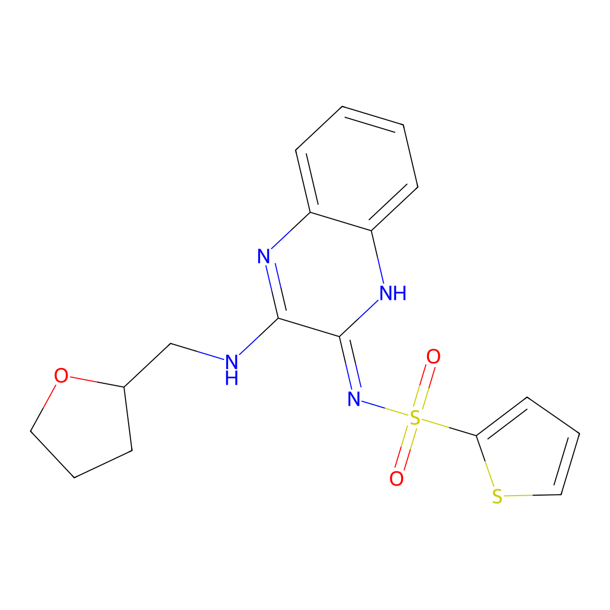 N-[3-(oxolan-2-ylmethylamino)quinoxalin-2-yl]thiophene-2-sulfonamide molecular structure, CAS 714946-11-9