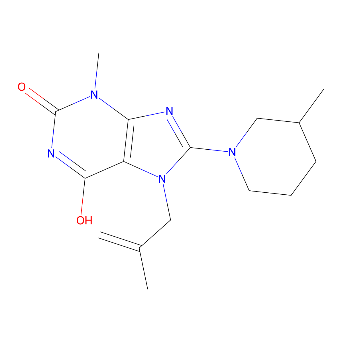 3-methyl-7-(2-methylallyl)-8-(3-methylpiperidin-1-yl)-1H-purine-2,6(3H,7H)-dione molecular structure, CAS 714946-42-6