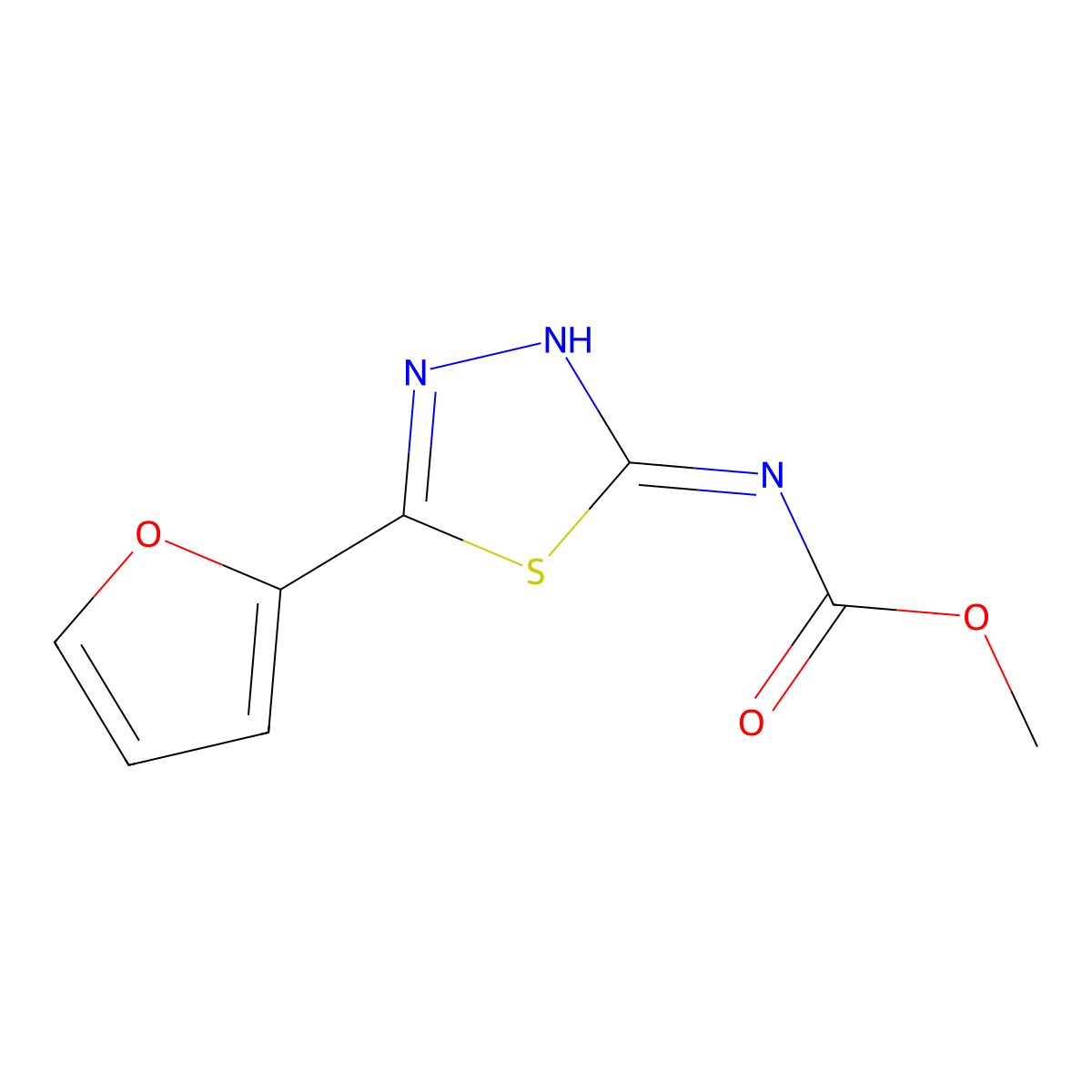methyl N-[5-(furan-2-yl)-1,3,4-thiadiazol-2-yl]carbamate molecular structure, CAS 714946-57-3