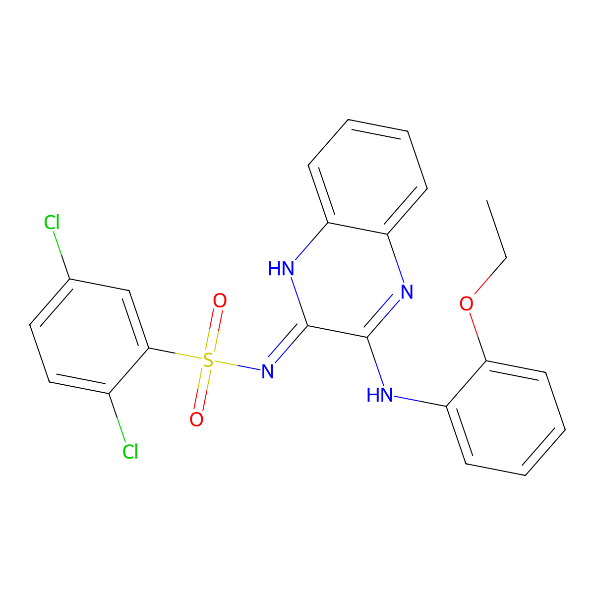 2,5-dichloro-N-{3-[(2-ethoxyphenyl)amino]quinoxalin-2-yl}benzenesulfonamide molecular structure, CAS 714948-09-1
