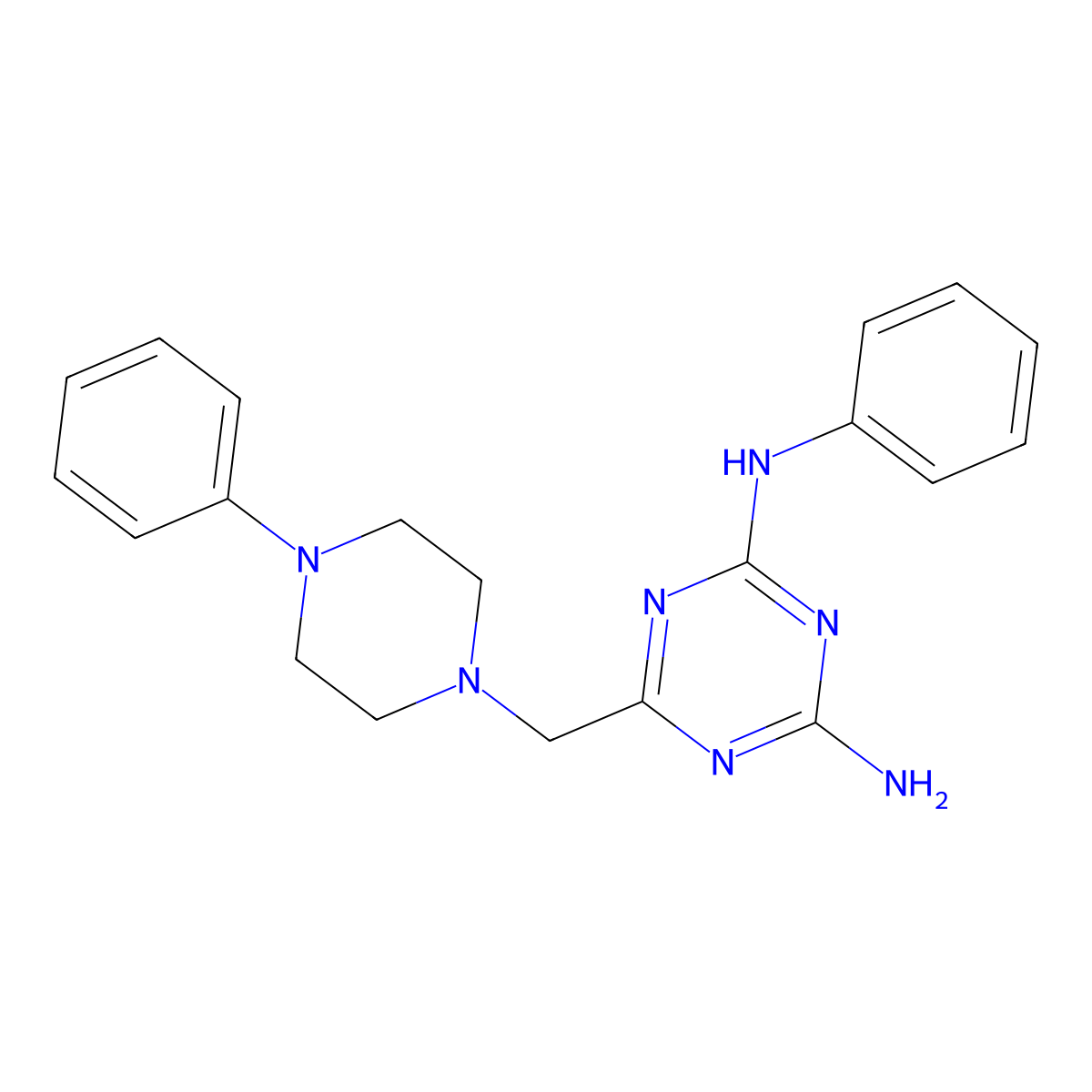 N-phenyl-6-[(4-phenylpiperazin-1-yl)methyl]-1,3,5-triazine-2,4-diamine molecular structure, CAS 714948-24-0