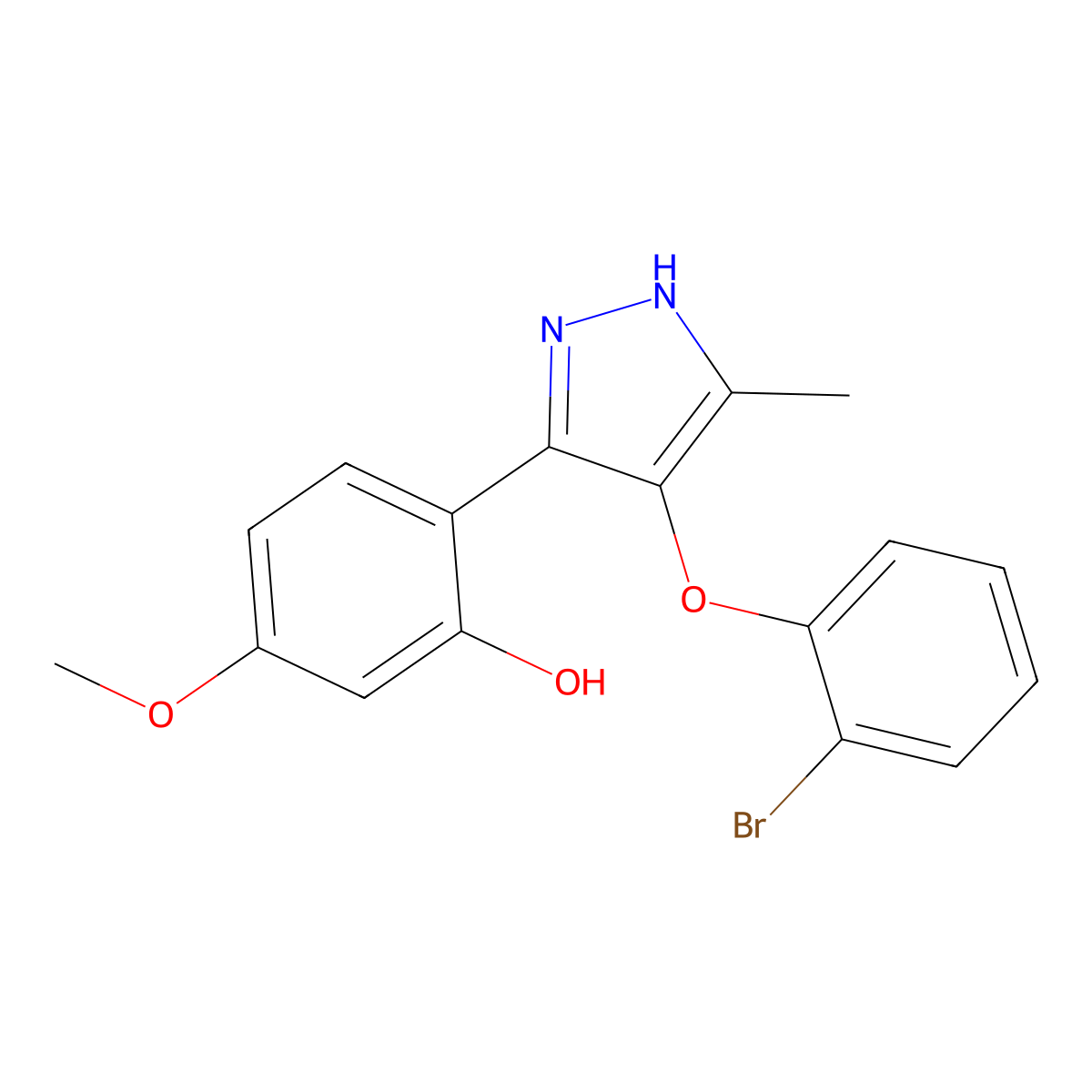 2-(4-(2-bromophenoxy)-5-methyl-1H-pyrazol-3-yl)-5-methoxyphenol molecular structure, CAS 714948-54-6