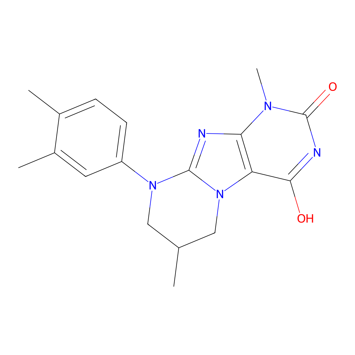 9-(3,4-dimethylphenyl)-1,7-dimethyl-7,8-dihydro-6H-purino[7,8-a]pyrimidine-2,4-dione molecular structure, CAS 714949-70-9