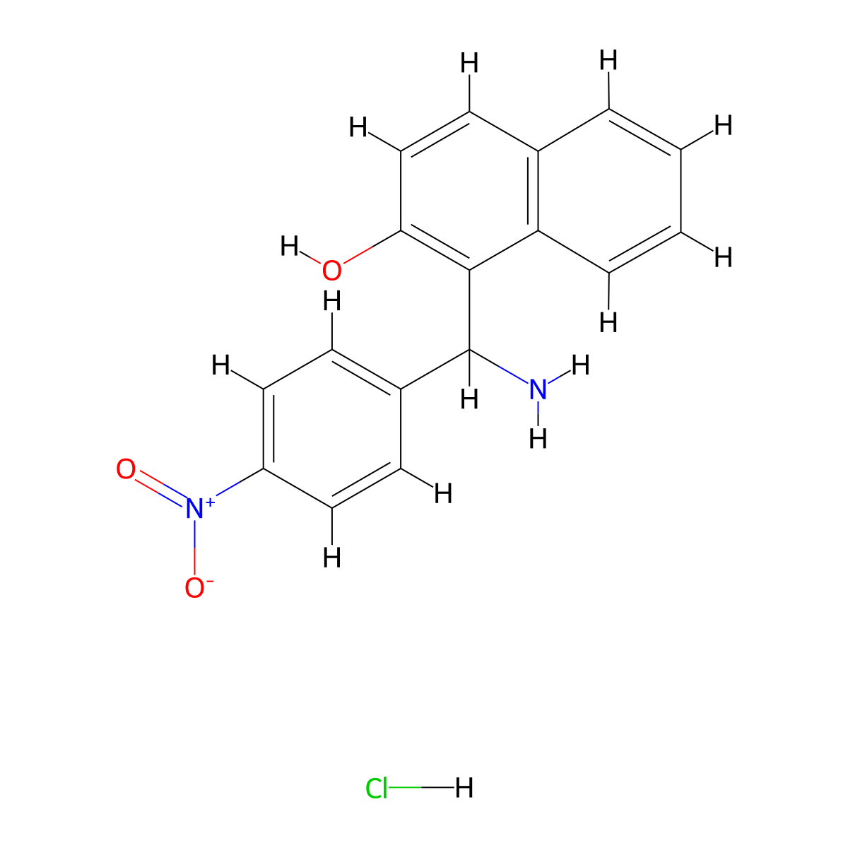 1-[Amino-(4-nitro-phenyl)-methyl]-naphthalen-2-ol hydrochloride molecular structure, CAS 714953-84-1