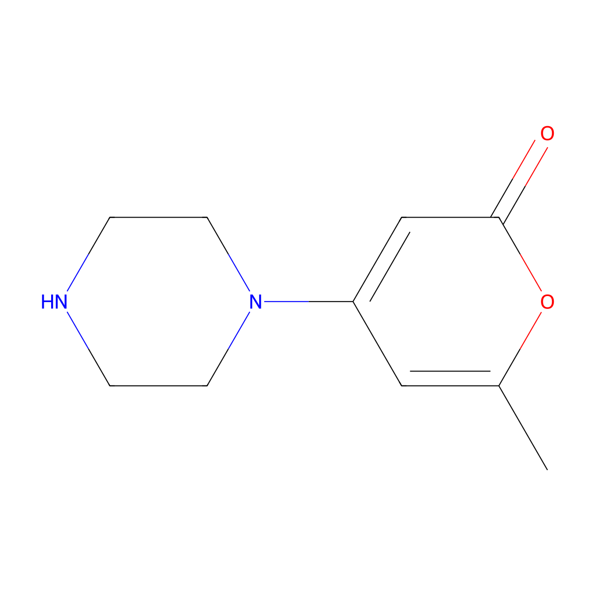 6-methyl-4-(piperazin-1-yl)-2H-pyran-2-one molecular structure, CAS 714961-56-5