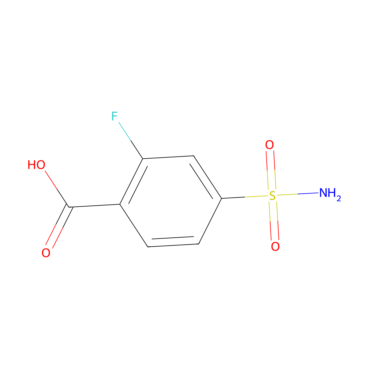2-Fluoro-4-sulfamoylbenzoic acid molecular structure, CAS 714968-42-0