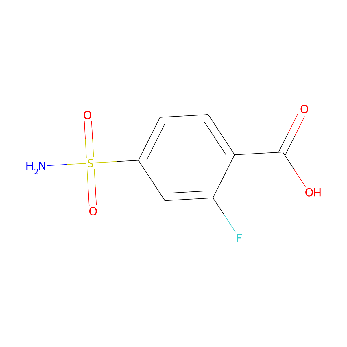 2-Fluoro-4-sulfamoylbenzoic acid molecular structure, CAS 714968-42-0