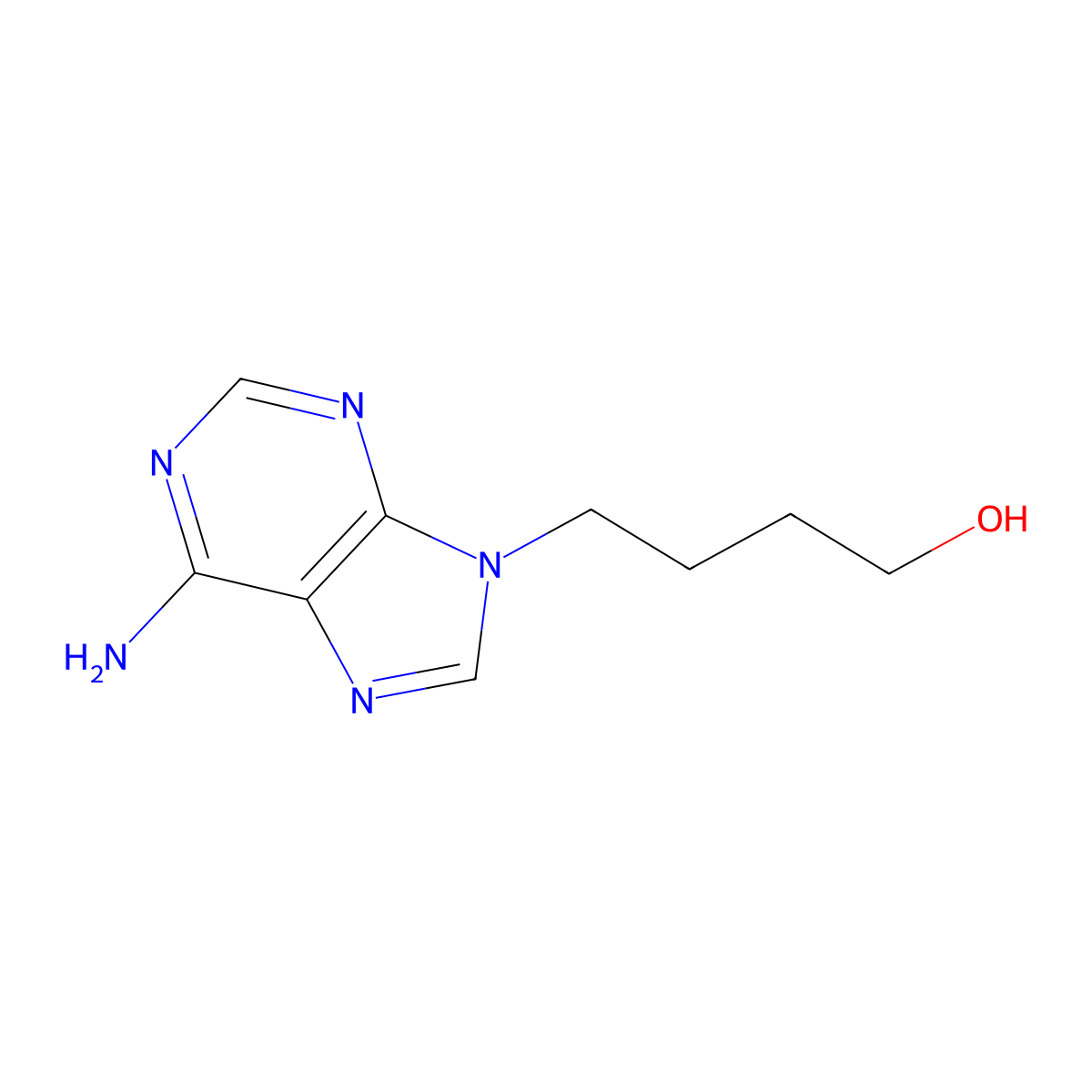 9H-Purine-9-butanol, 6-amino- molecular structure, CAS 715-68-4