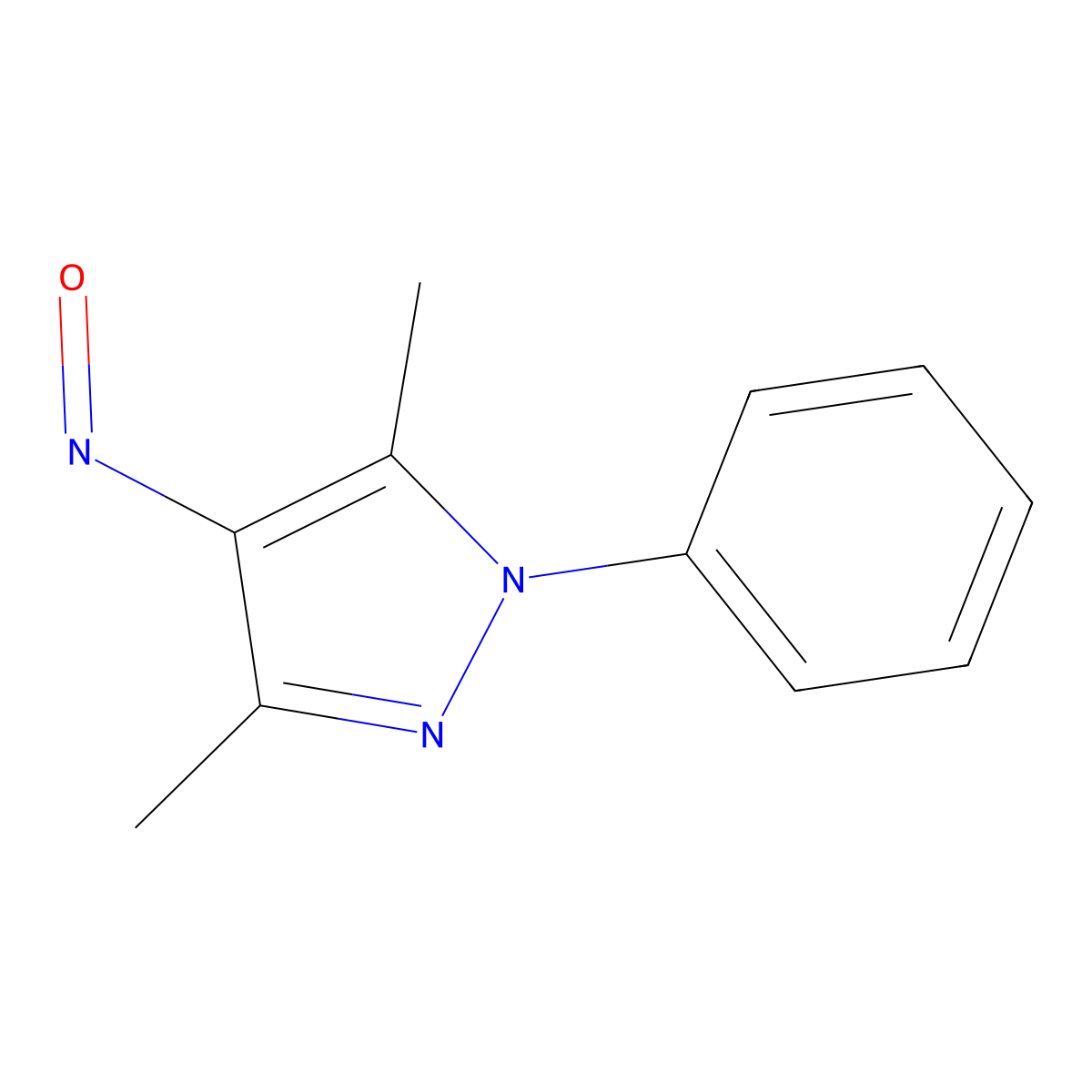 3,5-Dimethyl-4-nitroso-1-phenylpyrazole molecular structure, CAS 715-99-1