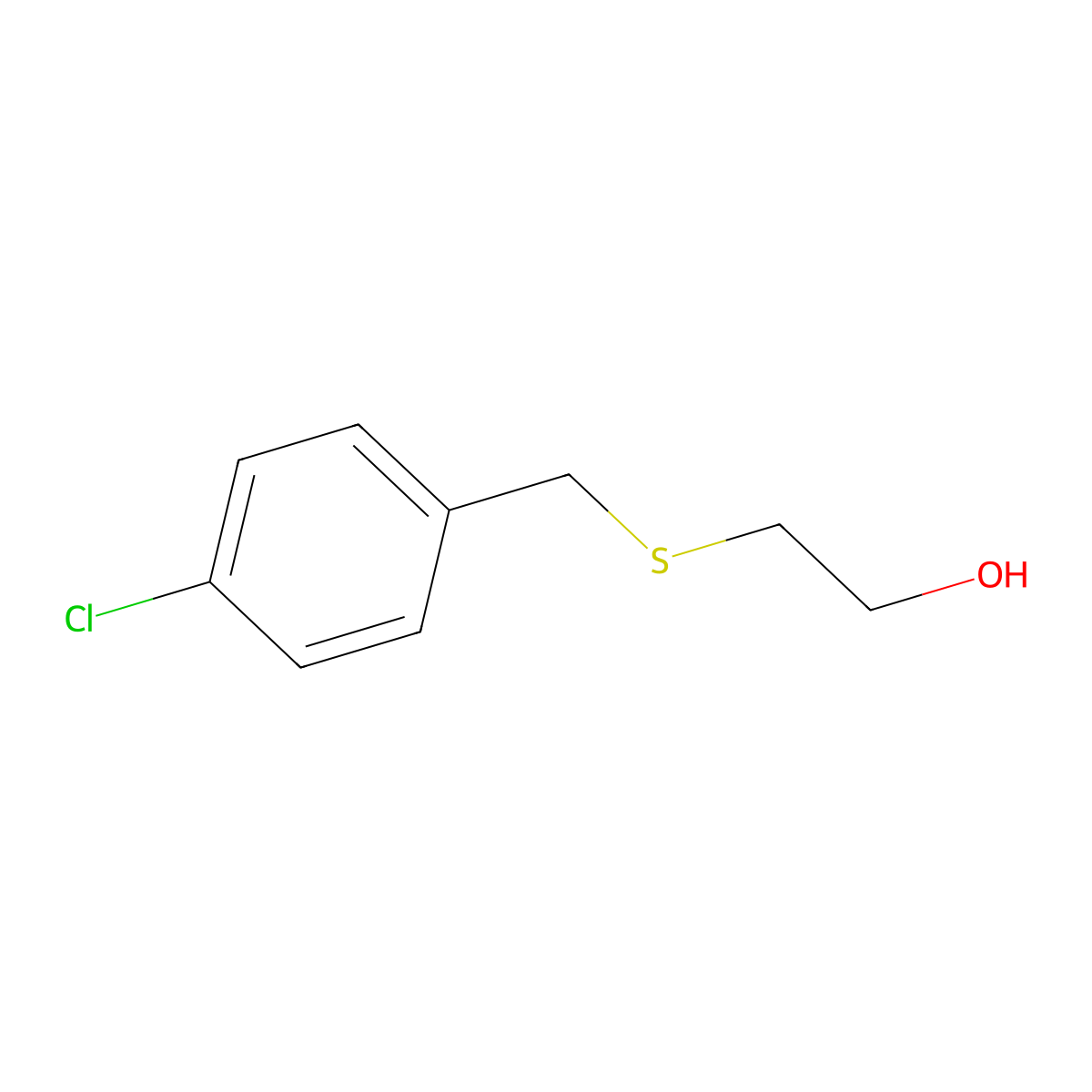 2-(((4-Chlorophenyl)methyl)thio)ethanol molecular structure, CAS 71501-40-1