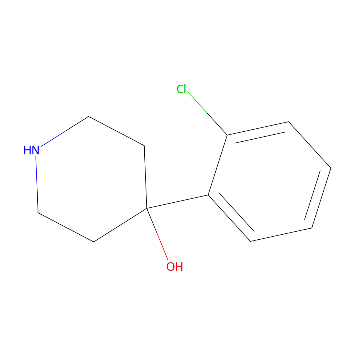 4-(2-Chlorophenyl)piperidin-4-ol molecular structure, CAS 71501-46-7