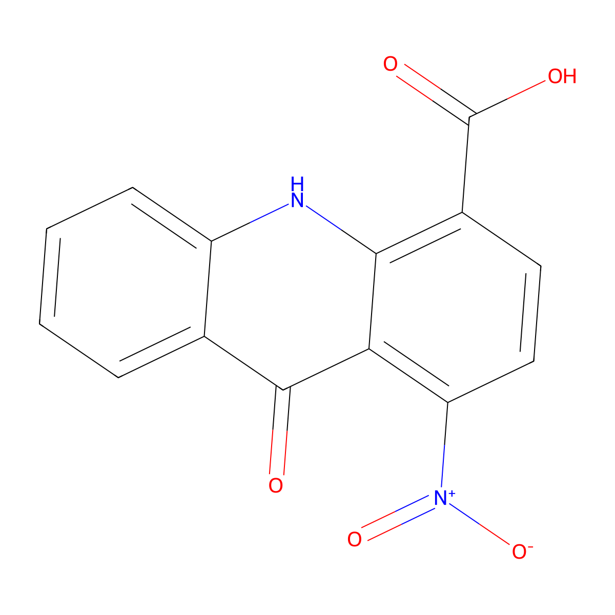 1-nitro-9-oxo-10H-acridine-4-carboxylic acid molecular structure, CAS 71507-04-5