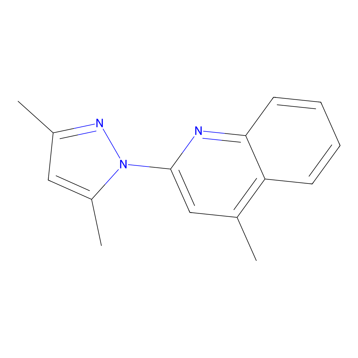 2-(3,5-dimethyl-1H-pyrazol-1-yl)-4-methylquinoline molecular structure, CAS 71508-97-9