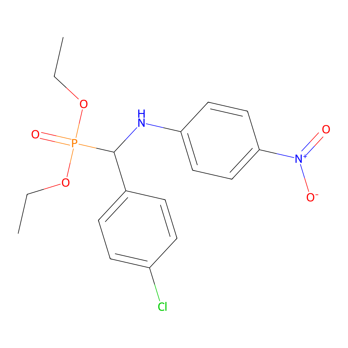 Diethyl P-((4-chlorophenyl)((4-nitrophenyl)amino)methyl)phosphonate molecular structure, CAS 71511-66-5