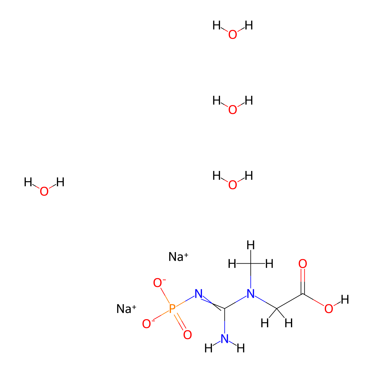 Phosphocreatine disodium tetrahydrate molecular structure, CAS 71519-72-7