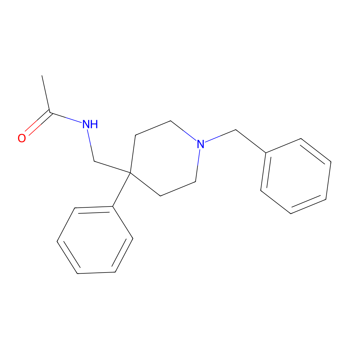 N-[[4-phenyl-1-(phenylmethyl)-4-piperidinyl]methyl]acetamide molecular structure, CAS 7152-05-8