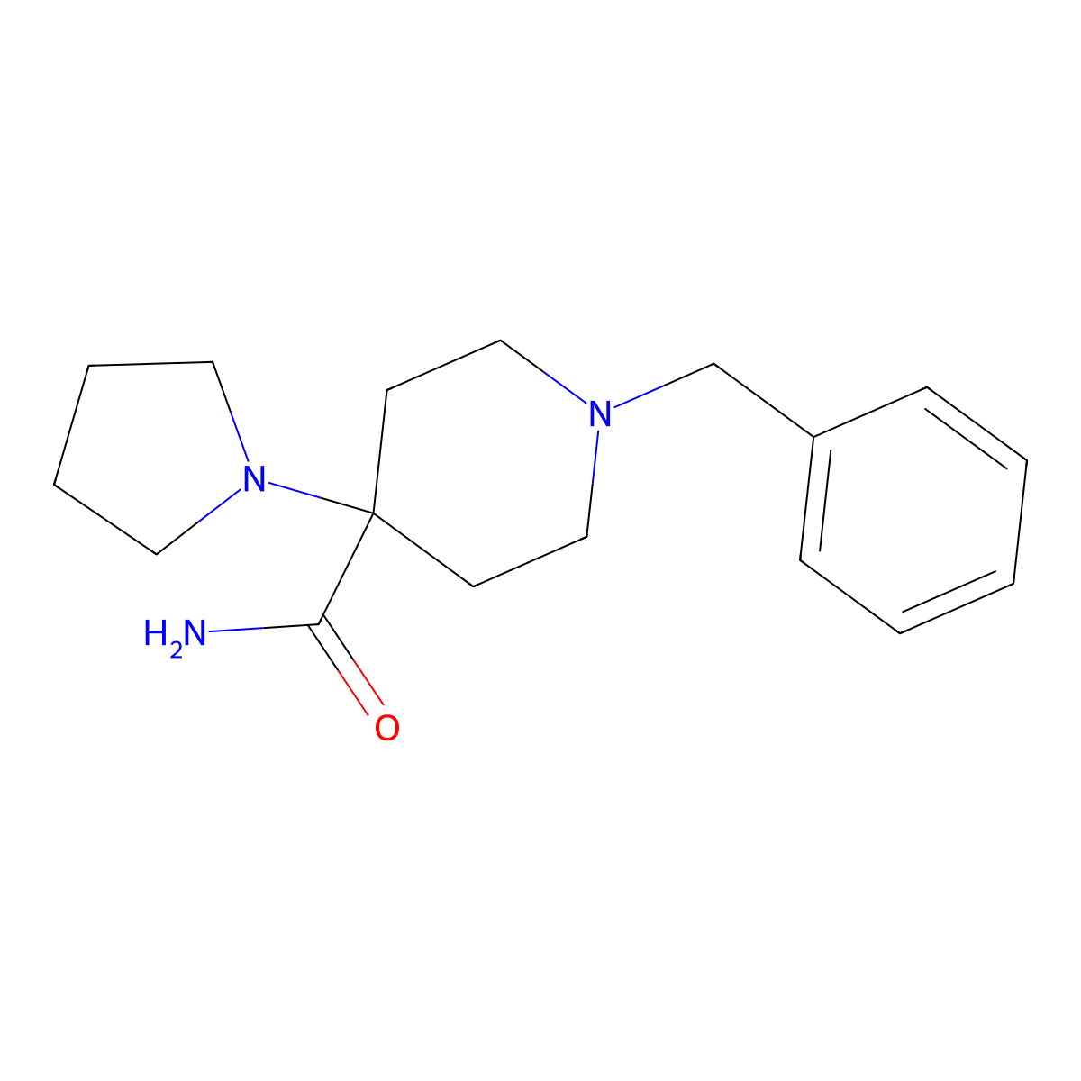 1-Benzyl-4-(1-pyrrolidinyl)piperidine-4-carboxamide molecular structure, CAS 7152-08-1