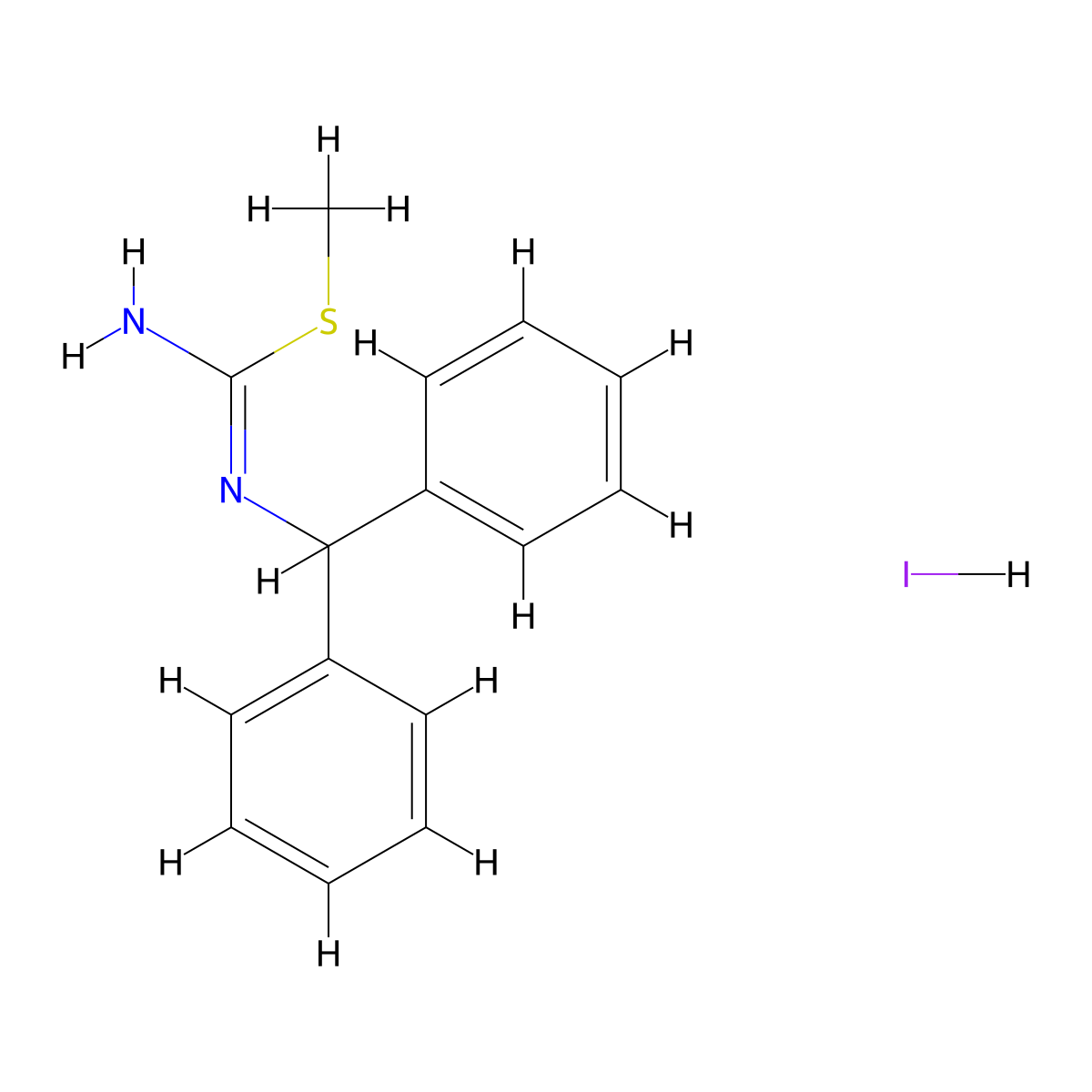 methyl-N-(diphenylmethyl)-carbamimidothioate hydroiodide molecular structure, CAS 7152-82-1