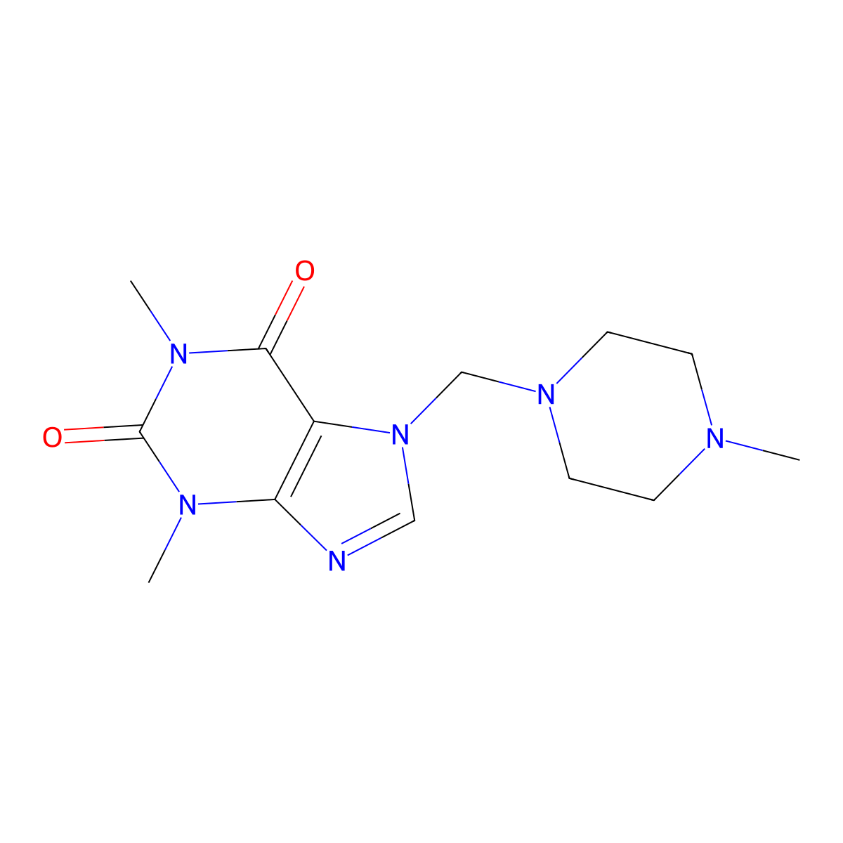 1,3-Dimethyl-7-[(4-methylpiperazin-1-yl)methyl]-3,7-dihydro-1h-purine-2,6-dione molecular structure, CAS 71527-01-0