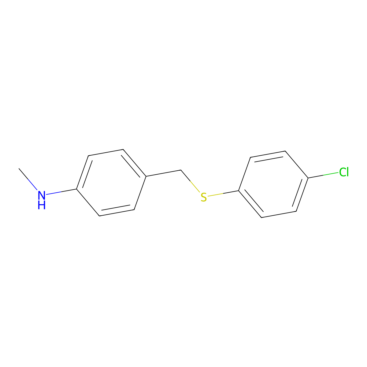 4-{[(4-Chlorophenyl)sulfanyl]methyl}-n-methylaniline molecular structure, CAS 7153-31-3