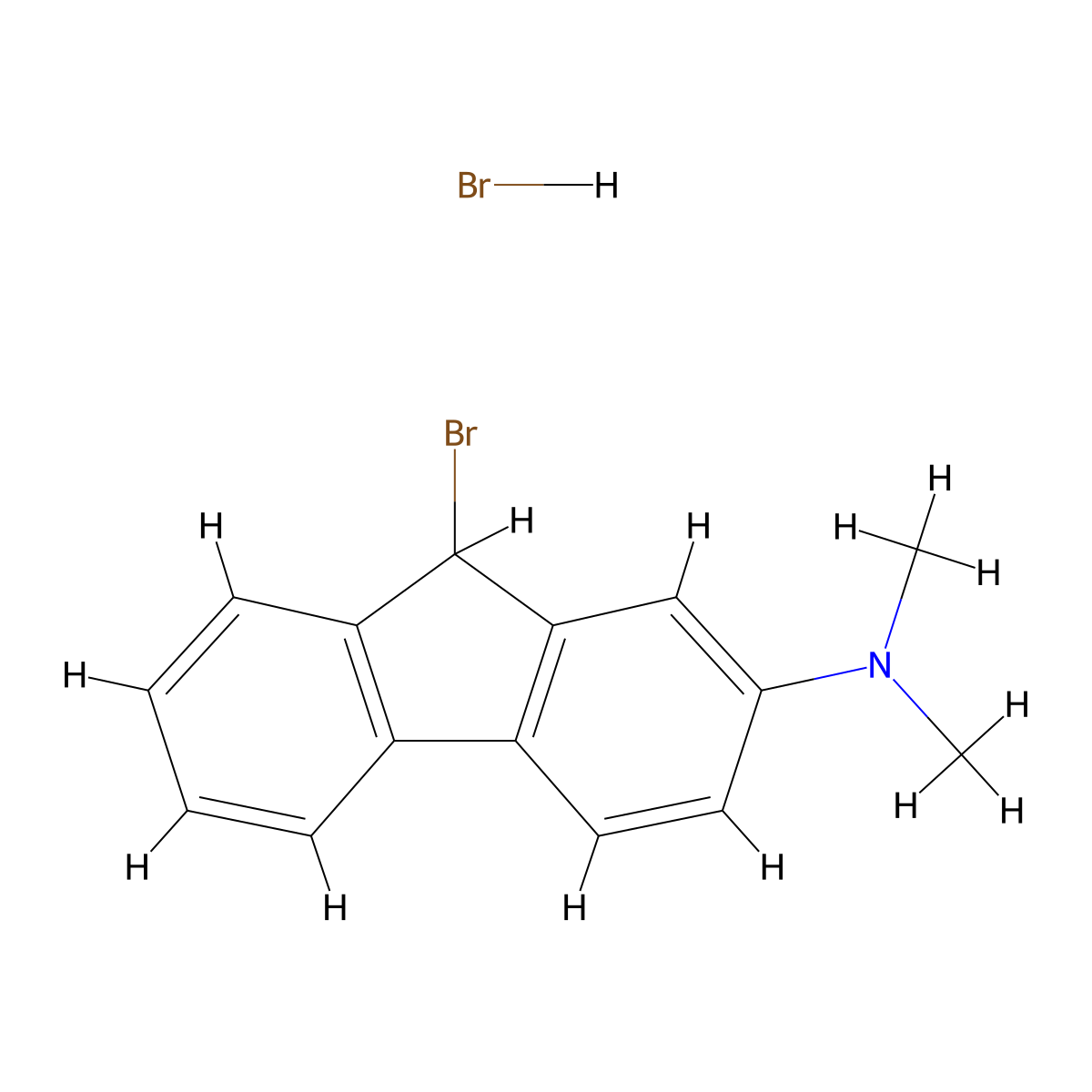 9-Bromo-N,N-dimethyl-9H-fluoren-2-amine--hydrogen bromide (1/1) molecular structure, CAS 7153-54-0