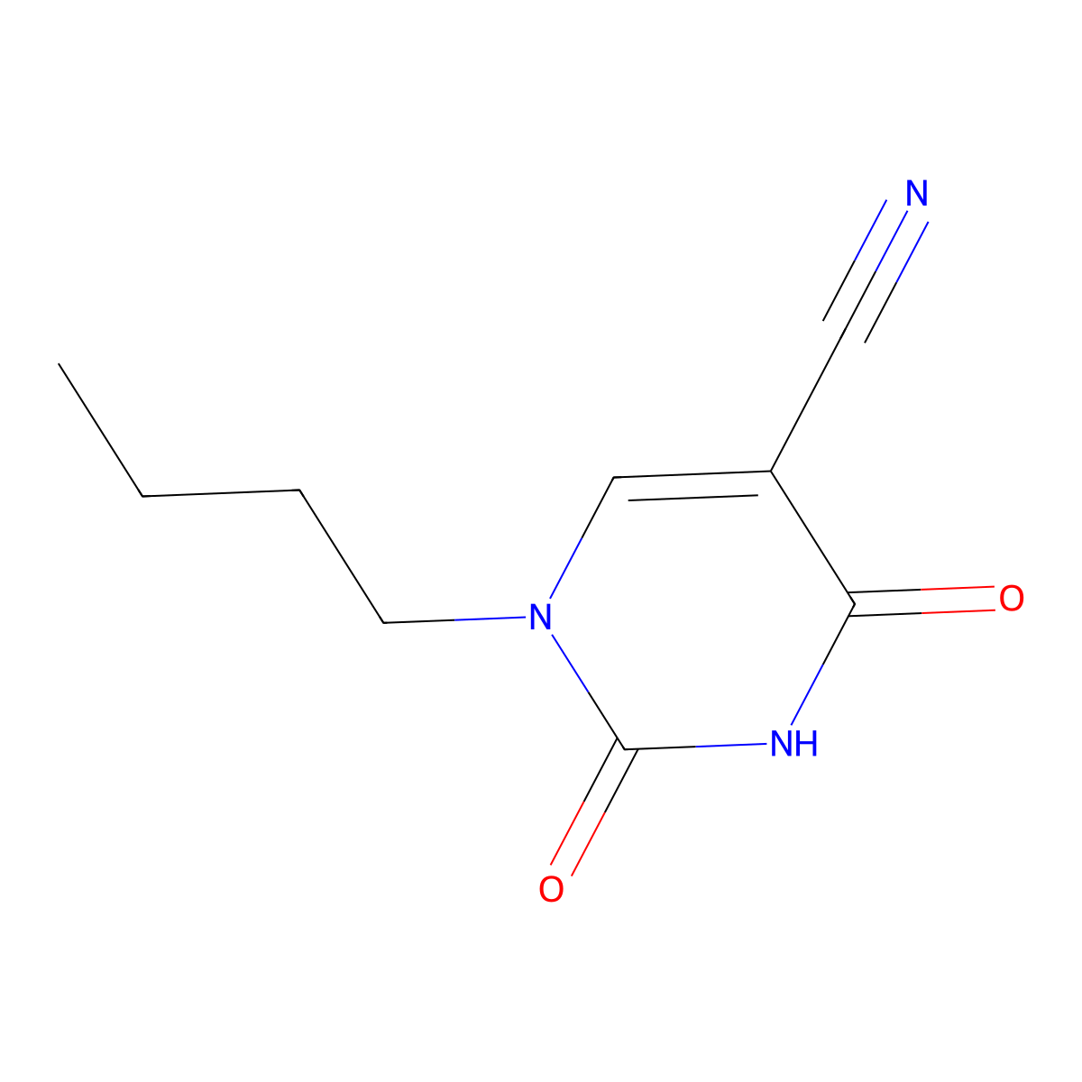 1-Butyl-2,4-dioxo-1,2,3,4-tetrahydropyrimidine-5-carbonitrile molecular structure, CAS 7153-60-8