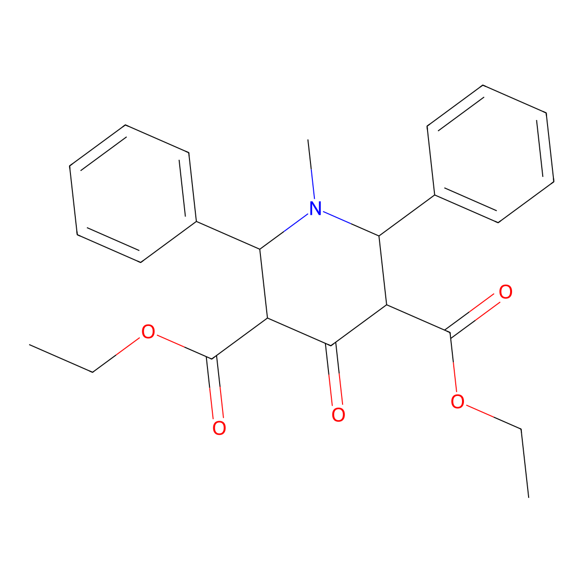 Diethyl 1-methyl-4-oxo-2,6-diphenyl-piperidine-3,5-dicarboxylate molecular structure, CAS 7153-69-7