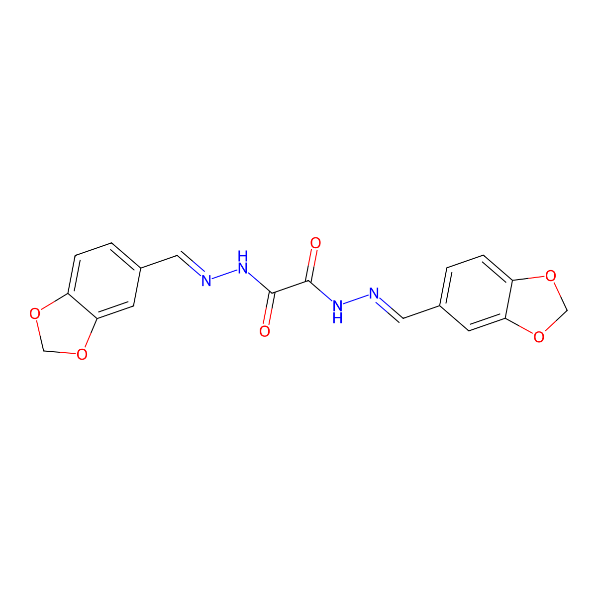 N'~1~,N'~2~-Bis[(2H-1,3-benzodioxol-5-yl)methylidene]ethanedihydrazide molecular structure, CAS 7153-75-5