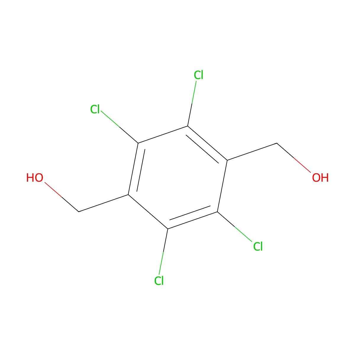 2,3,5,6-Tetrachloro-1,4-benzenedimethanol molecular structure, CAS 7154-26-9