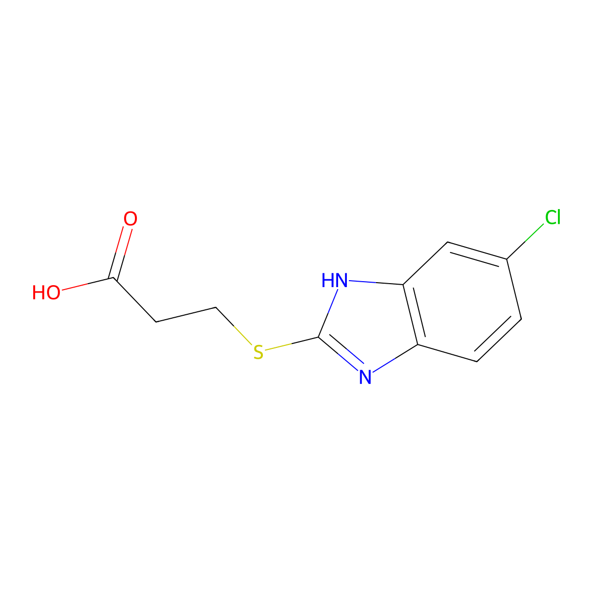3-[(6-chloro-1H-benzimidazol-2-yl)sulfanyl]propanoic acid molecular structure, CAS 7154-93-0