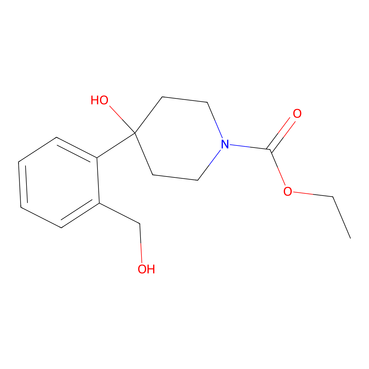 Ethyl 4-hydroxy-4-(2-(hydroxymethyl)phenyl)piperidine-1-carboxylate molecular structure, CAS 71546-51-5