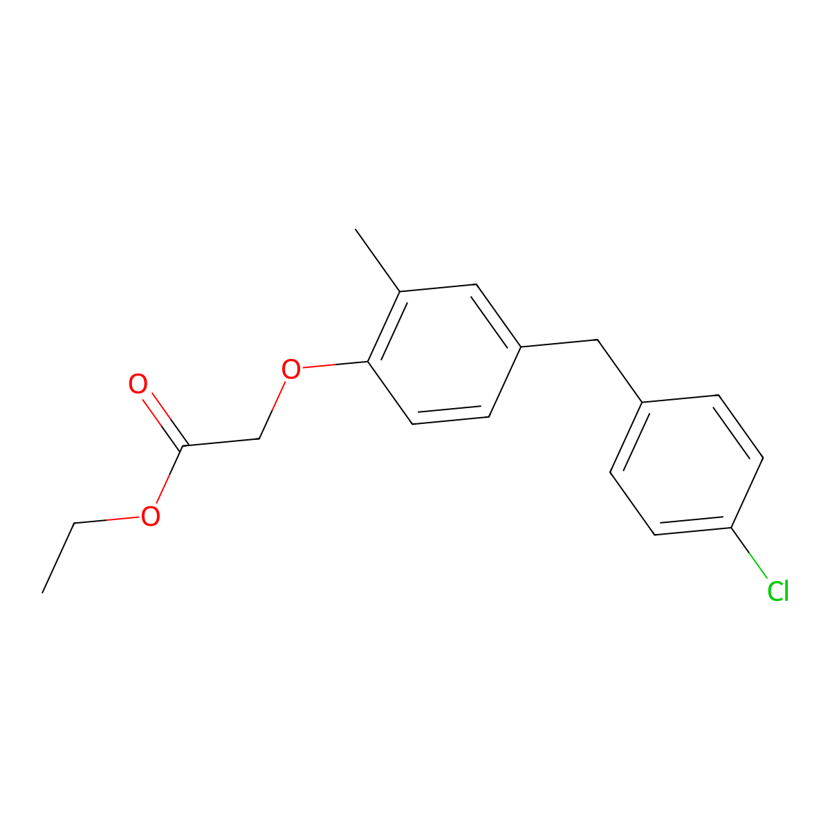 Acetic acid, 2-(4-(4-chlorobenzyl)-2-methylphenoxy)-, ethyl ester molecular structure, CAS 71548-25-9