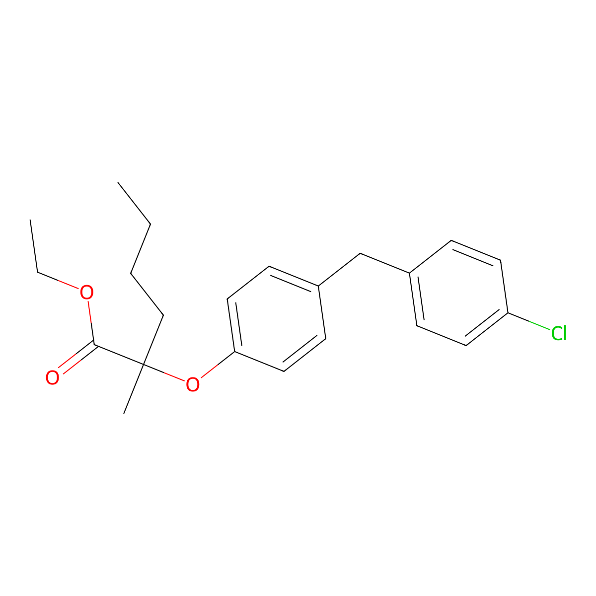 Hexanoic acid, 2-(4-(4-chlorobenzyl)phenoxy)-2-methyl-, ethyl ester, (+-)- molecular structure, CAS 71548-65-7