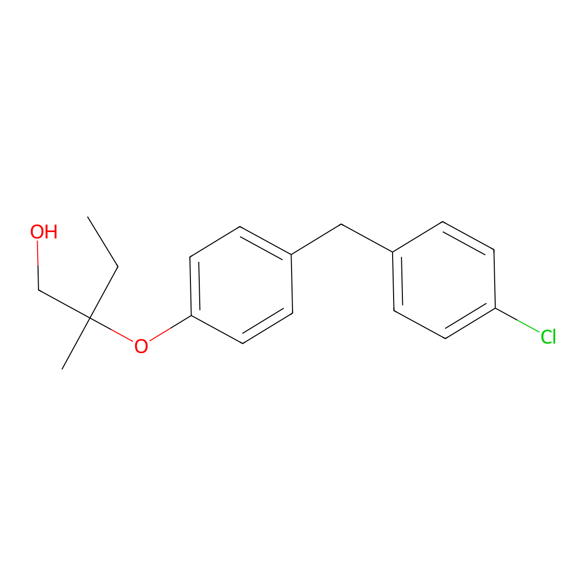 Butanol, 2-(4-(4-chlorobenzyl)phenoxy)-2-methyl-, (+-)- molecular structure, CAS 71548-83-9