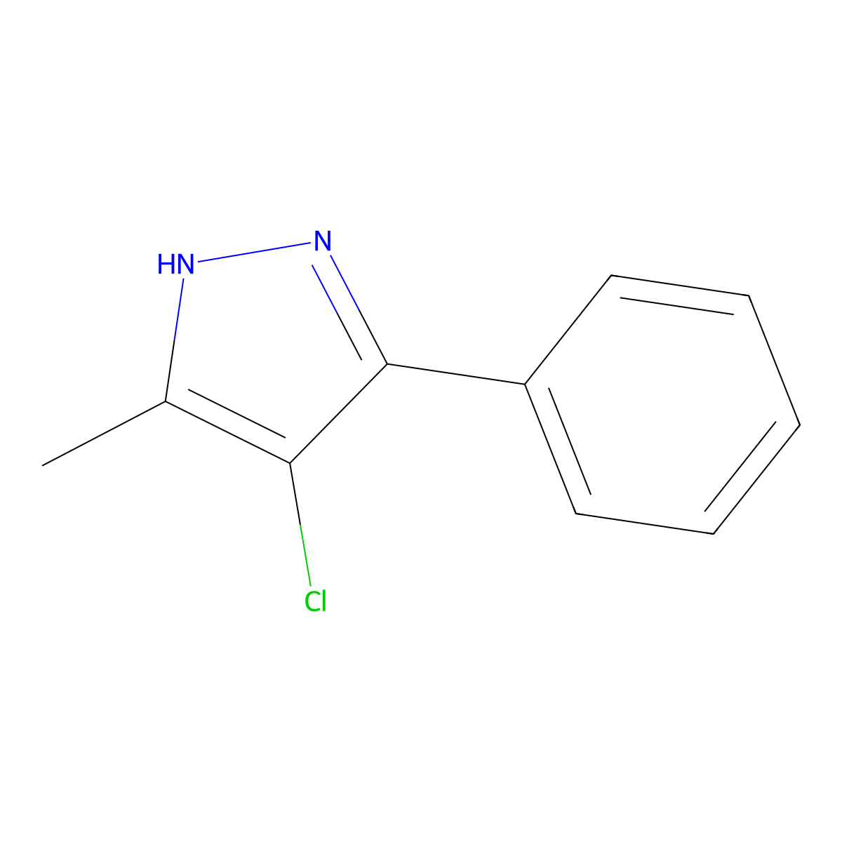 4-chloro-3-methyl-5-phenyl-1H-pyrazole molecular structure, CAS 71549-29-6