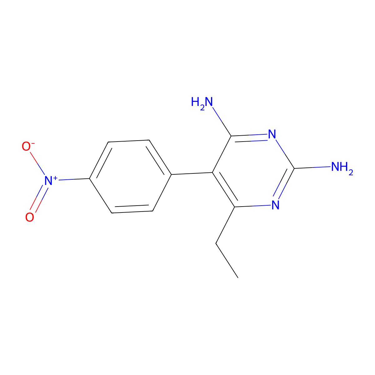 6-Ethyl-5-(4-nitrophenyl)pyrimidine-2,4-diamine molecular structure, CAS 71552-34-6