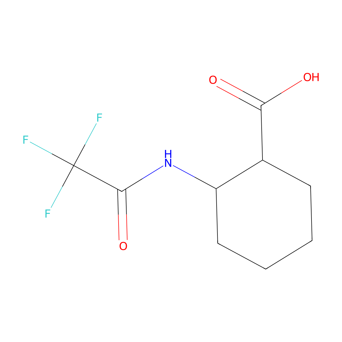 rac-(1R,2S)-2-(trifluoroacetamido)cyclohexane-1-carboxylic acid molecular structure, CAS 71556-38-2
