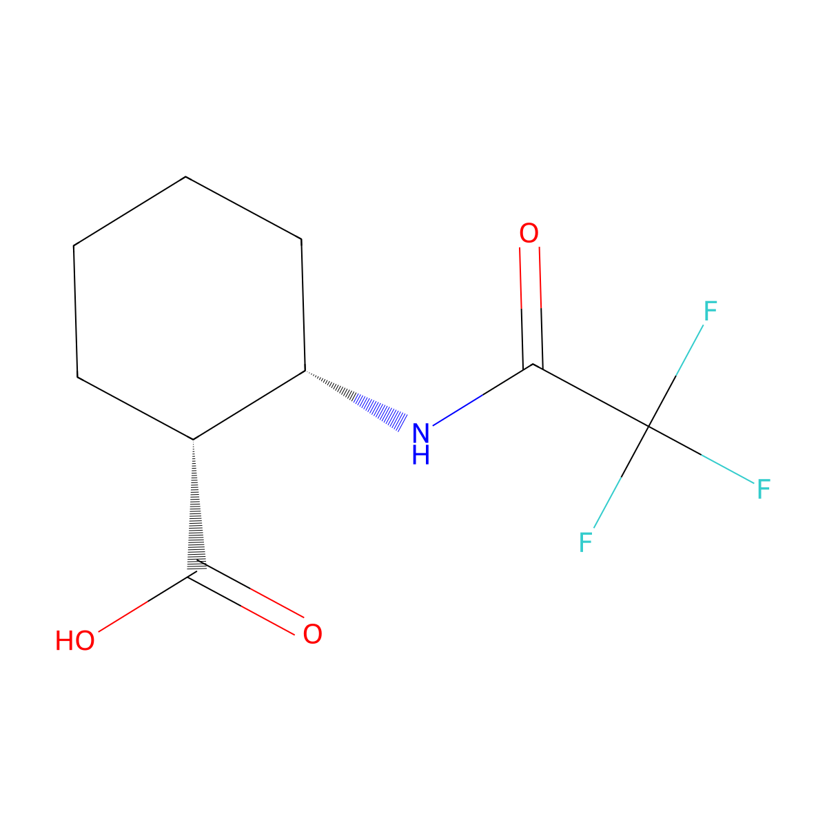 rac-(1R,2S)-2-(trifluoroacetamido)cyclohexane-1-carboxylic acid molecular structure, CAS 71556-38-2