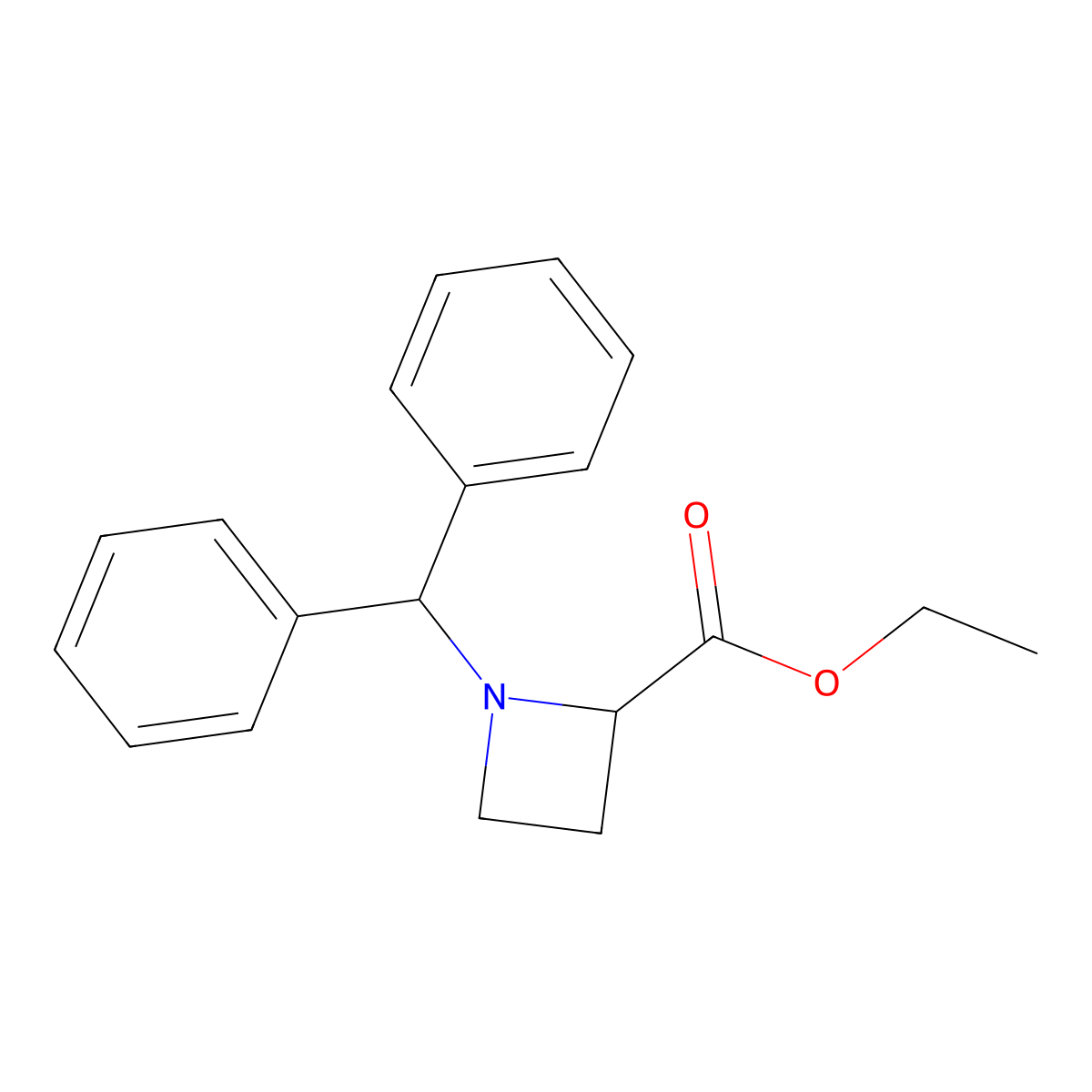 Ethyl 1-benzhydrylazetidine-2-carboxylate molecular structure, CAS 71556-64-4