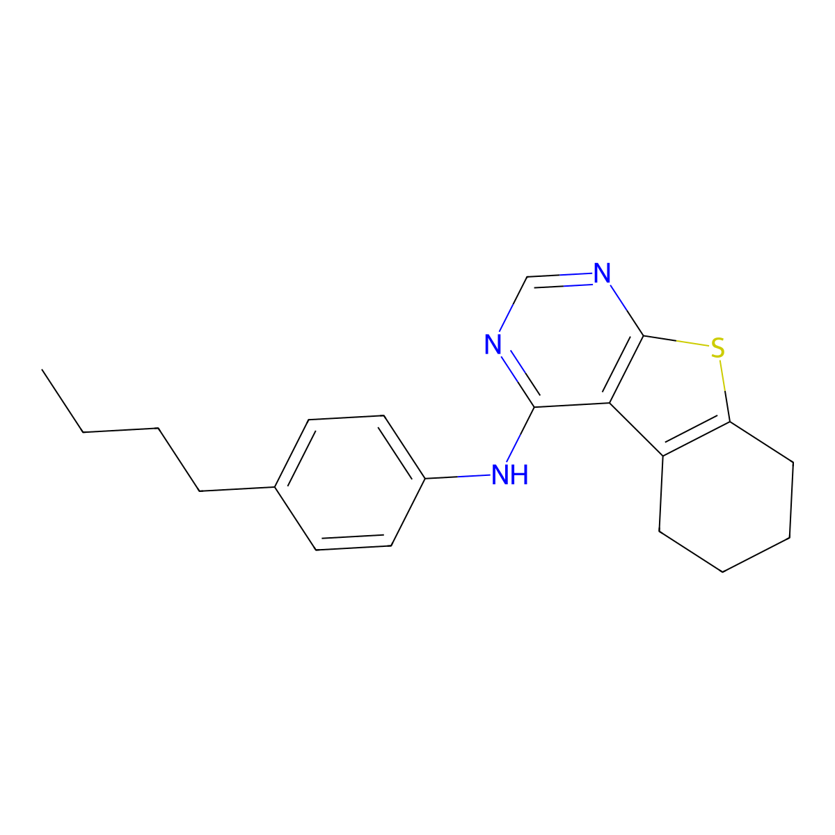 N-(4-butylphenyl)-5,6,7,8-tetrahydro[1]benzothieno[2,3-d]pyrimidin-4-amine molecular structure, CAS 715653-83-1
