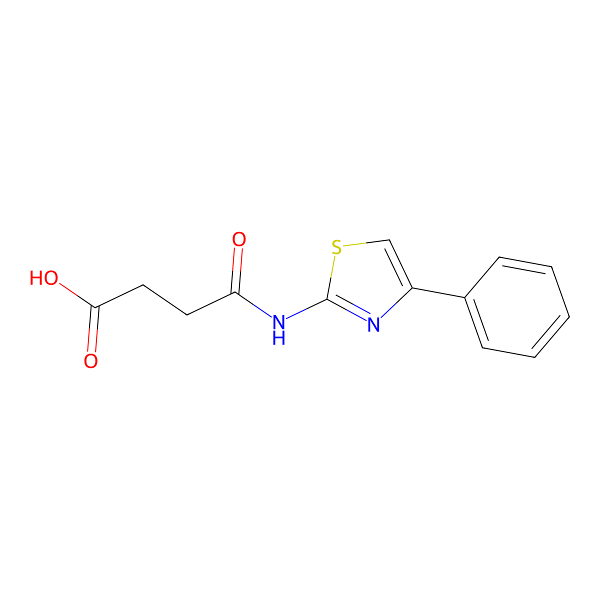 Butanoic acid, 4-oxo-4-((4-phenyl-2-thiazolyl)amino)- molecular structure, CAS 71576-04-0