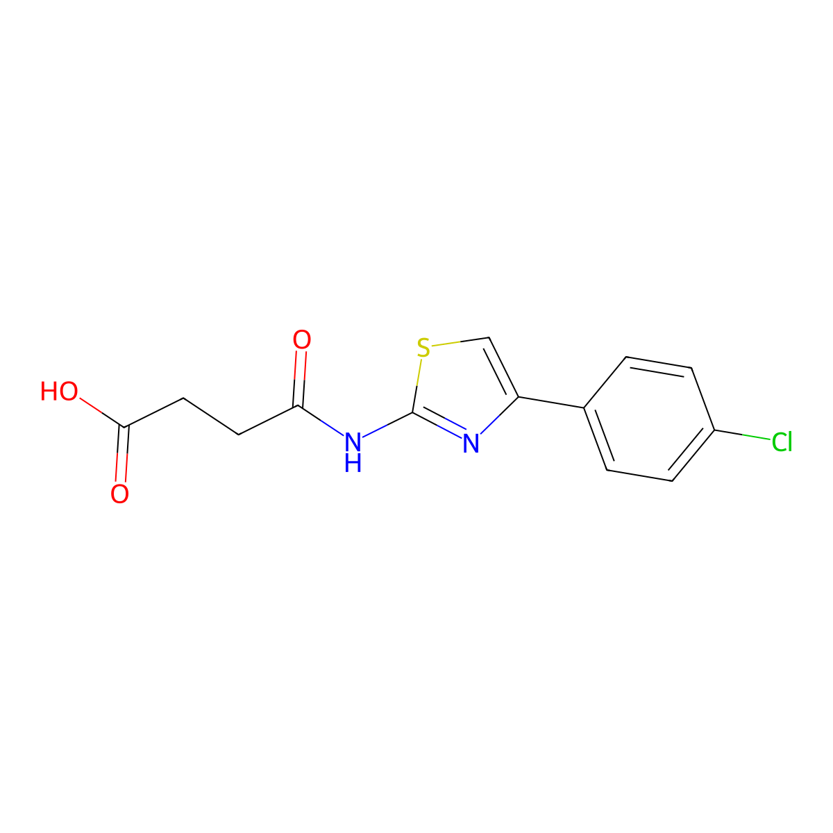 Butanoic acid, 4-((4-(4-chlorophenyl)-2-thiazolyl)amino)-4-oxo- molecular structure, CAS 71576-05-1