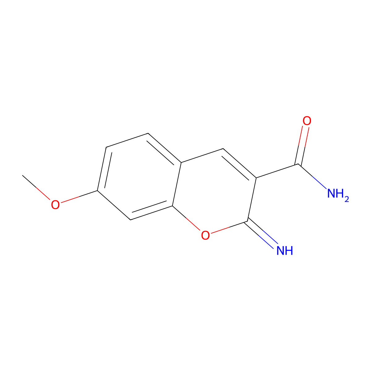 2H-1-Benzopyran-3-carboxamide, 2-imino-7-methoxy- molecular structure, CAS 71586-42-0
