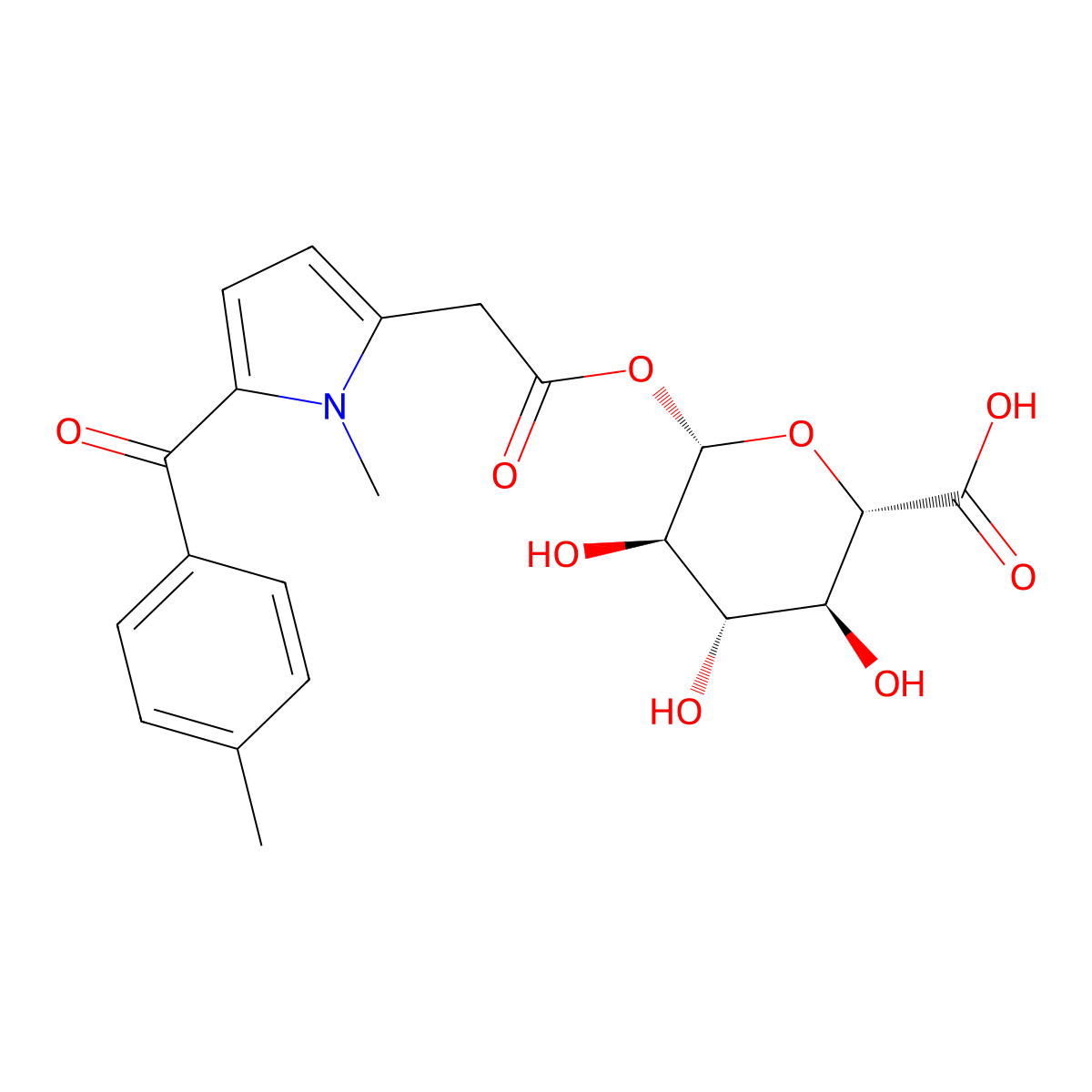 beta-D-Glucopyranuronic acid, 1-(1-methyl-5-(4-methylbenzoyl)-1H-pyrrole-2-acetate) molecular structure, CAS 71595-19-2