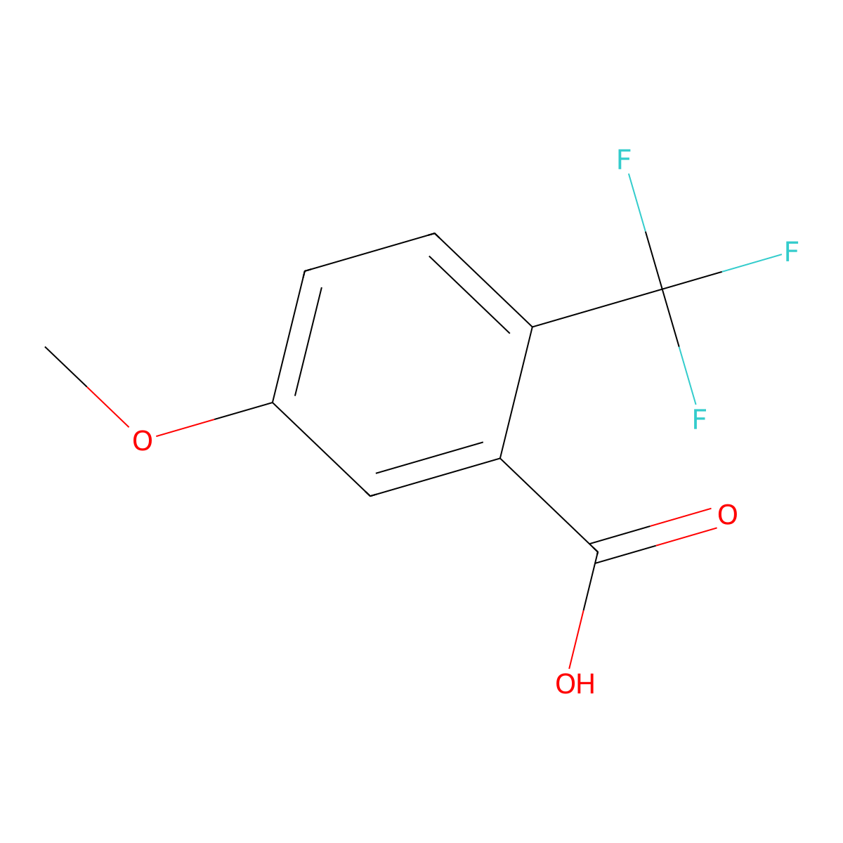 5-Methoxy-2-(trifluoromethyl)benzoic acid molecular structure, CAS 716-31-4