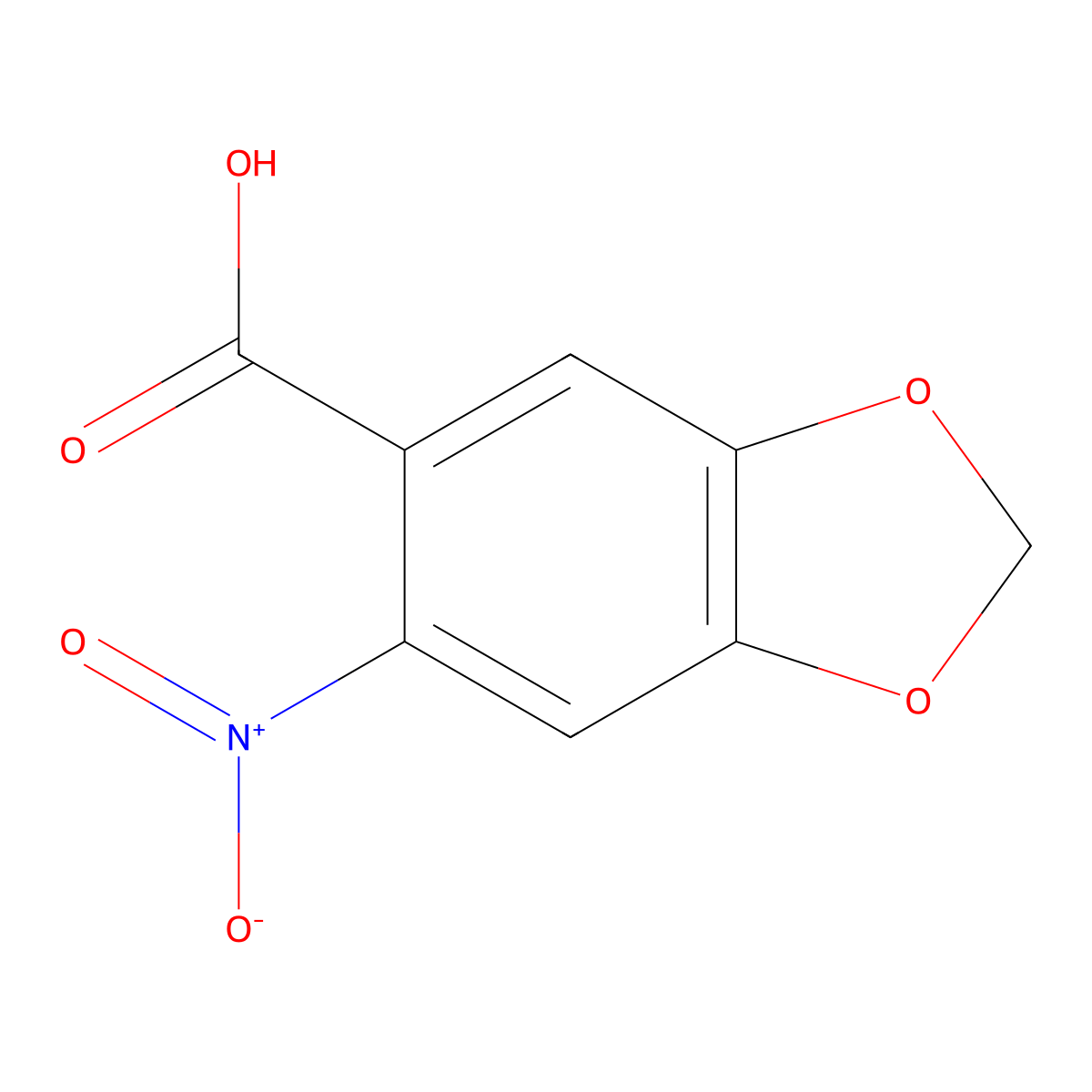 6-Nitro-1,3-benzodioxole-5-carboxylic acid molecular structure, CAS 716-32-5